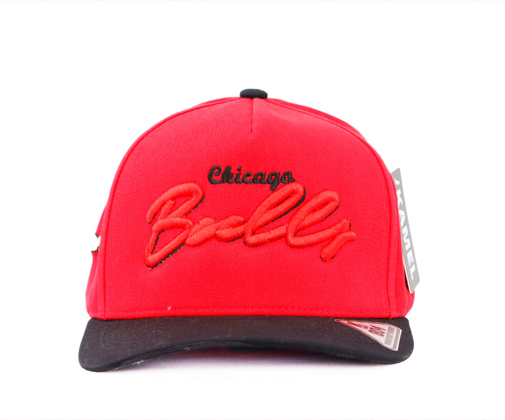 CHICAGO BULLS BIG WORD RED CAP VICERA BLACK KAMEL
