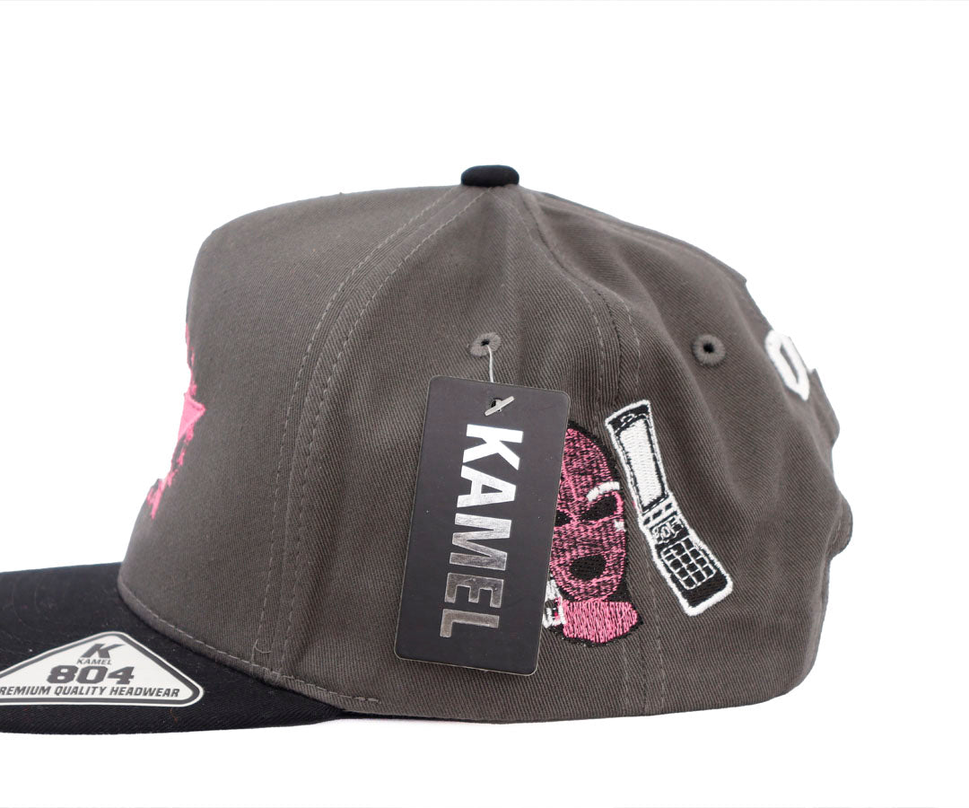 JUNIOR H DANDY HATS GRAY AND BLACK VICERA CAP KAMEL