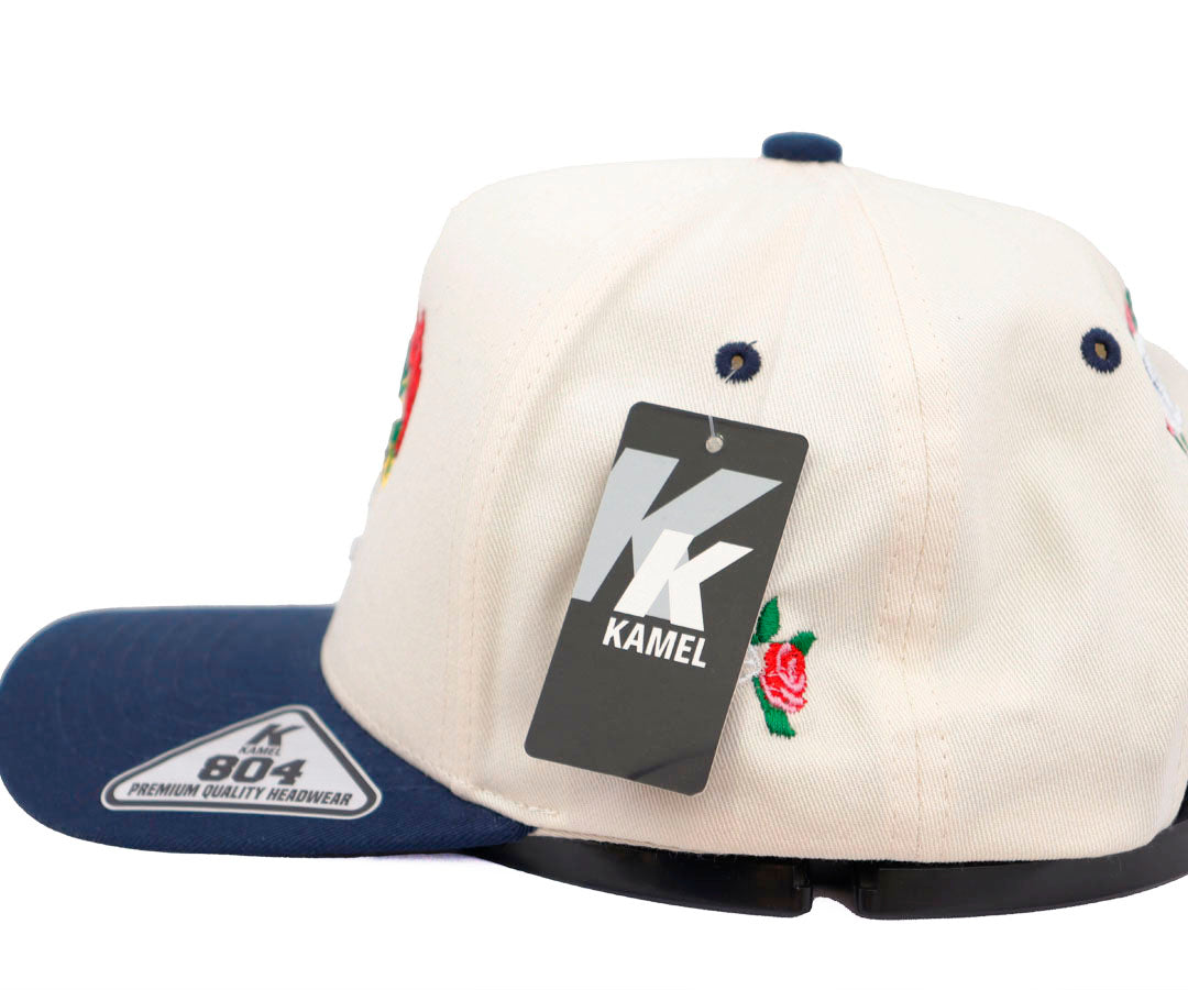 LA WHITE ROSE BEIGE CAP AND NAVY VICERA KAMEL
