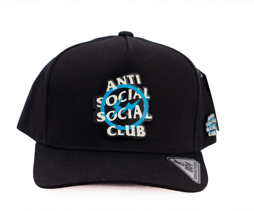 ANTI SOCIAL CLUB CIRCLE BLUE PLACA BLACK CAP KAMEL