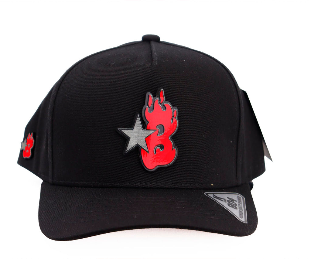 EL BARBAS HATS B RED STAR TOTAL BLACK PLACA KAMEL