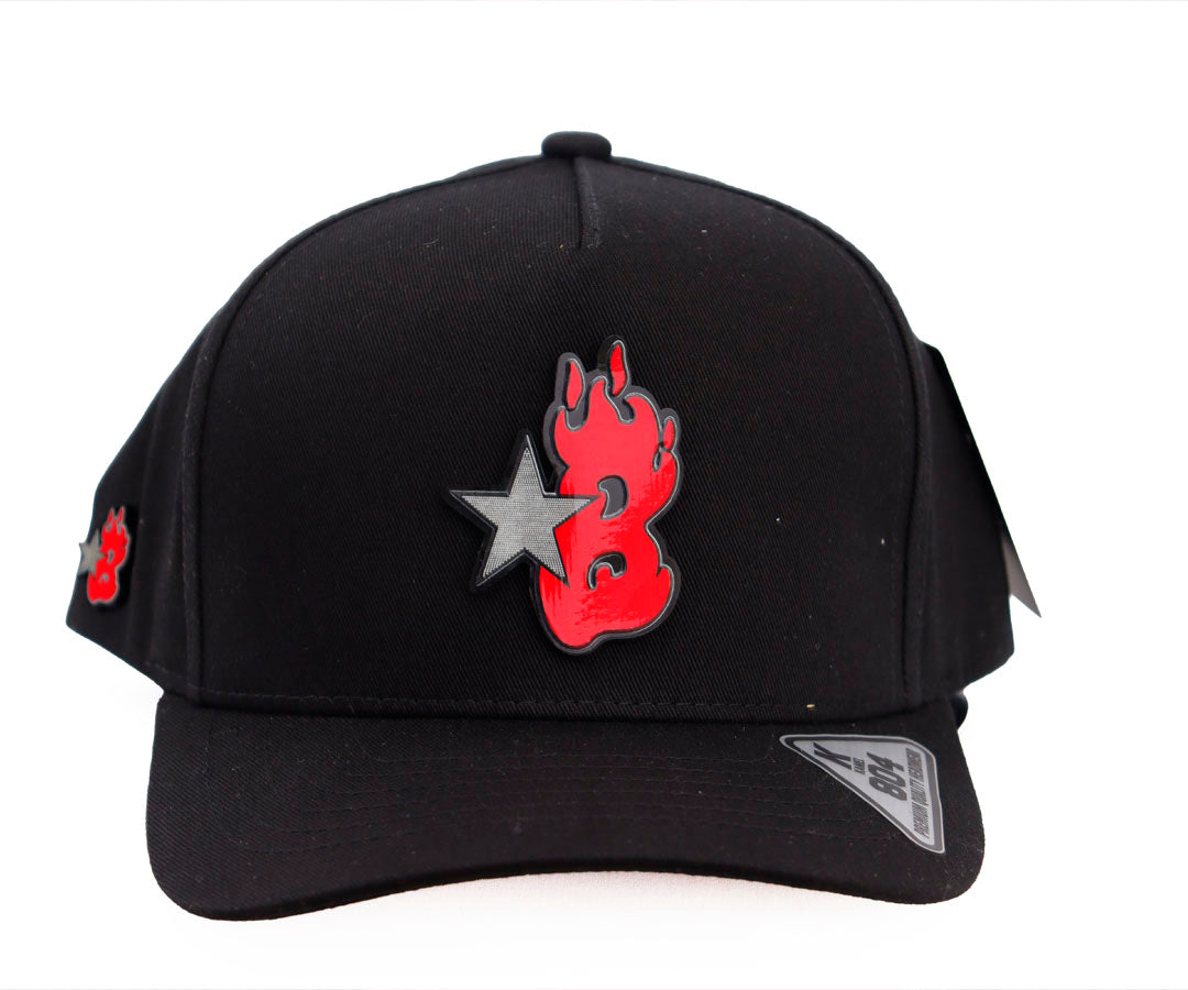 EL BARBAS HATS B RED STAR TOTAL BLACK PLACA KAMEL