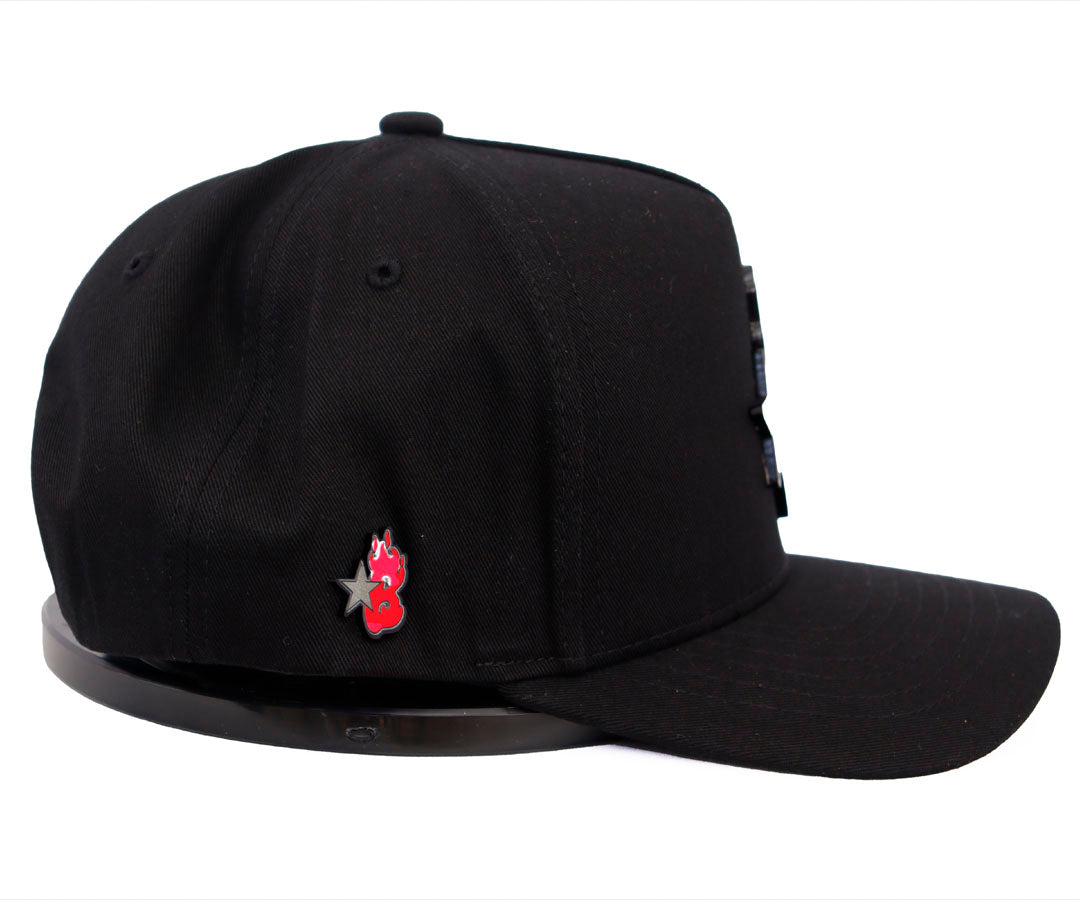 EL BARBAS HATS B RED STAR TOTAL BLACK PLACA KAMEL
