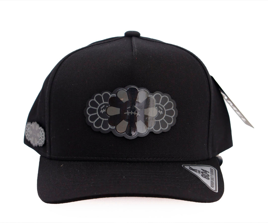 TRIPLE GIRASOLES INNEDIT SILVER AND TOTAL BLACK PLACA KAMEL