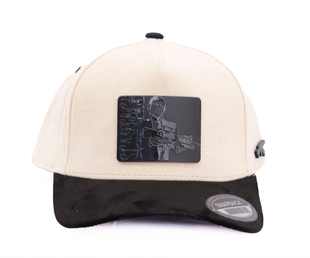 SCARFACE TOTAL BLACK SQUARE BIG PLACA BEIGE AND BLACK TOTAL GAMUZA WAYCAP