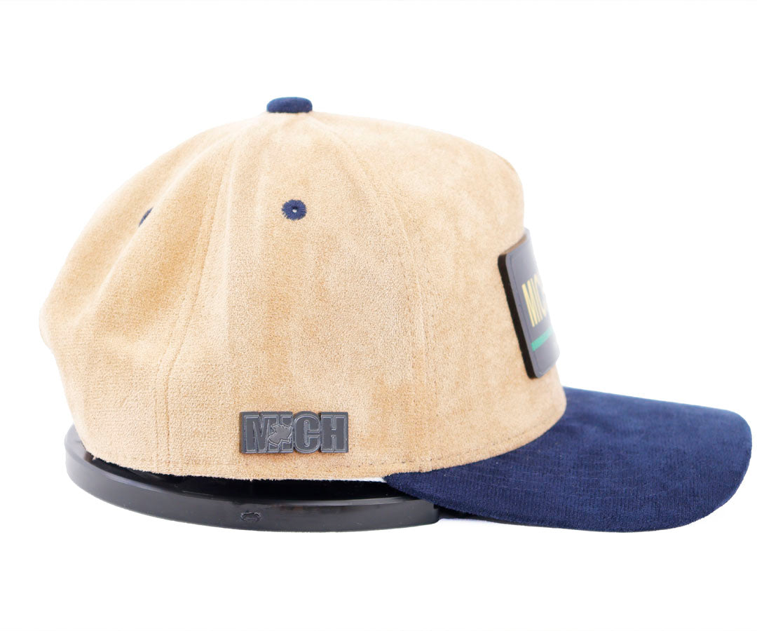 MICHOACAN PLACA DEL ESATDO GORRA GAMUZA CAFE Y MARINO PLACA KAMEL