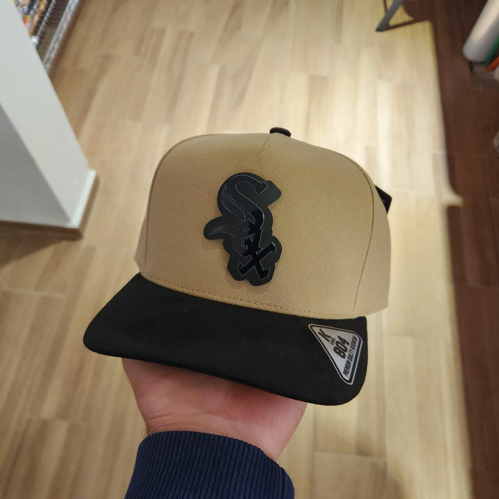 CHICAGO WHITE SOX BROWN CAP BLACK MATE VICERA GAMUZA NEGRA PLACA KAMEL